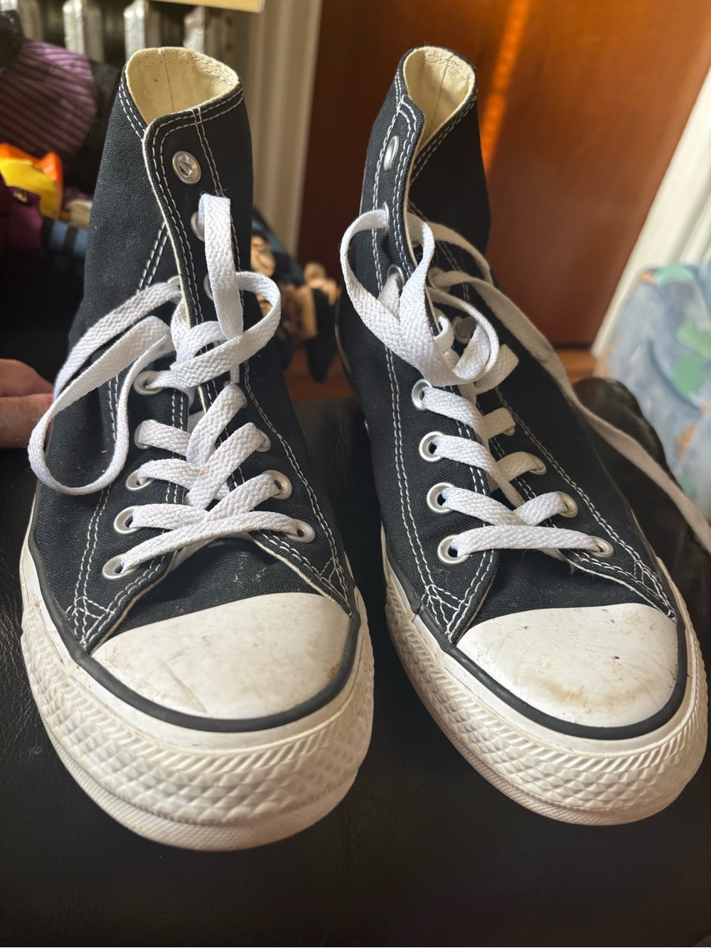 Kids Classic High-Top Canvas Sneakers in Black and White